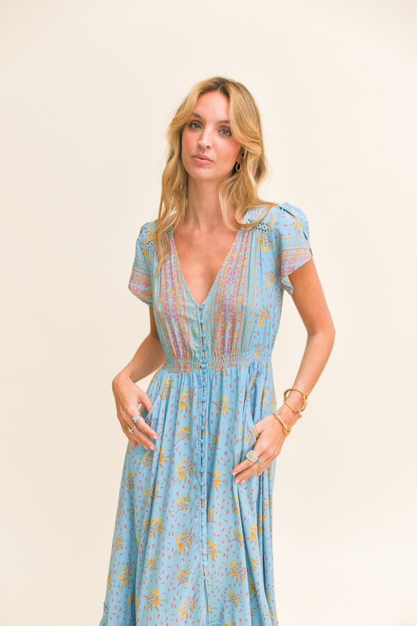 Jaase Vestido comprido Carmen Azul