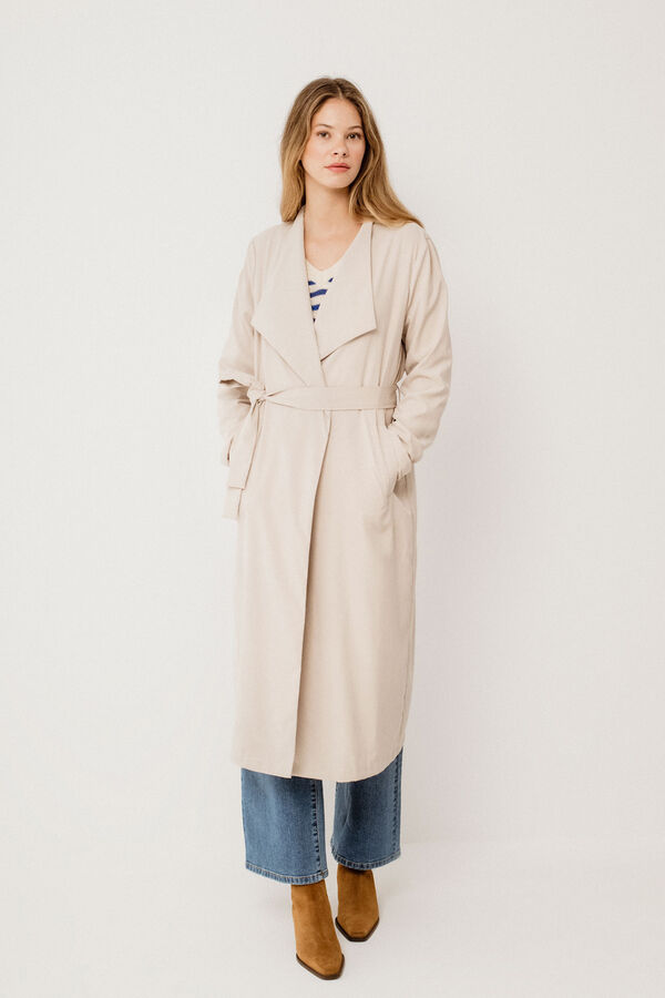 Vila Long knotted trench coat Cinzento