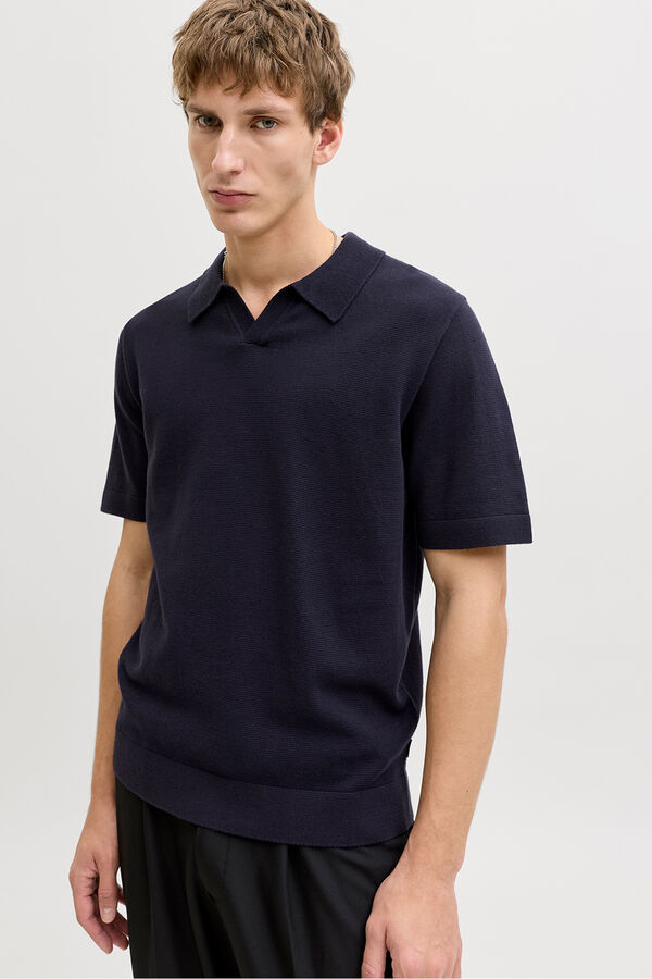 Jack & Jones Camisola em malha gola polo Azul