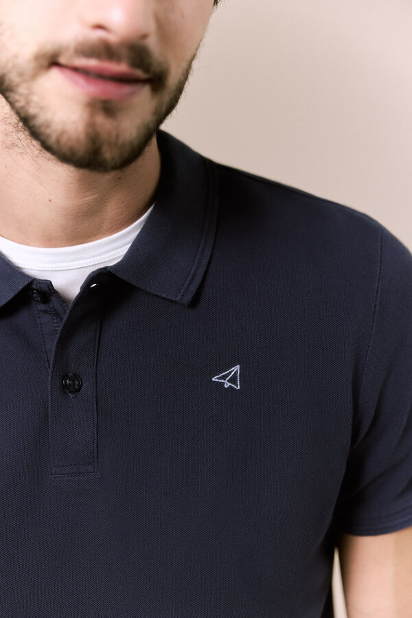 OOTO Polo b&aacute;sico em piqu&eacute; lavado Azul