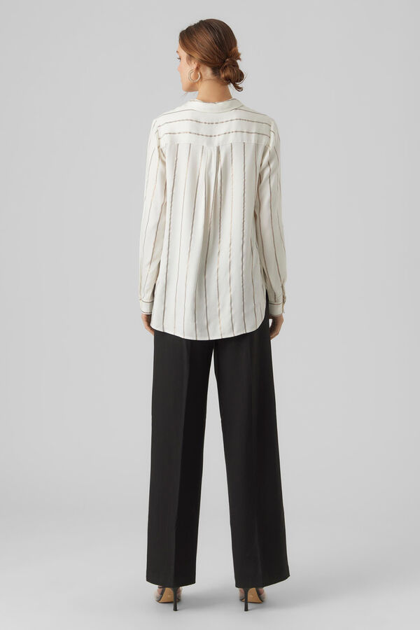 Vero Moda Camisa de rayas de manga larga Blanco
