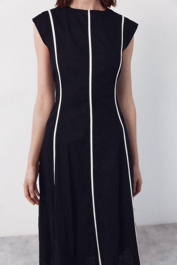 Cortefiel contrasting dress Black