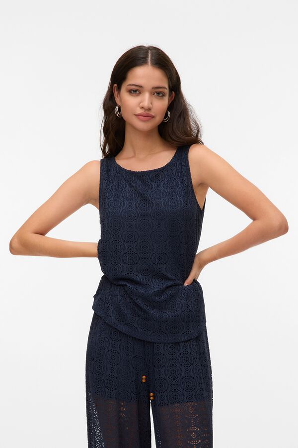 Vero Moda Top de crochet sem mangas Azul