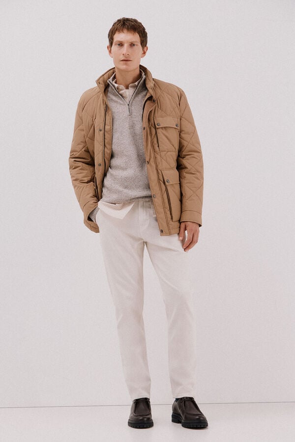 Cortefiel Diamond quilted jacket Camel