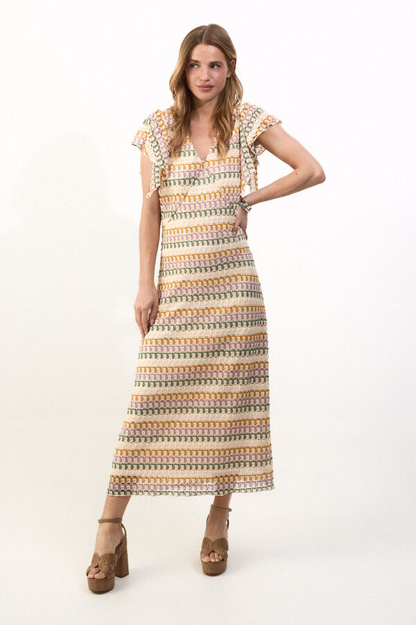 Cortefiel Vestido com estrutura multicolor Laranja