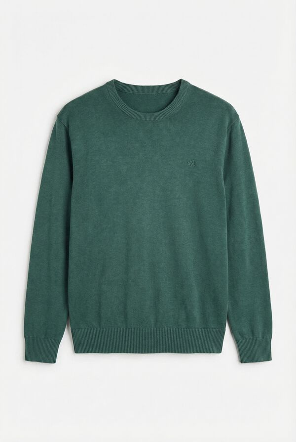 OOTO Camisola gola redonda em algod&atilde;o lavado Verde