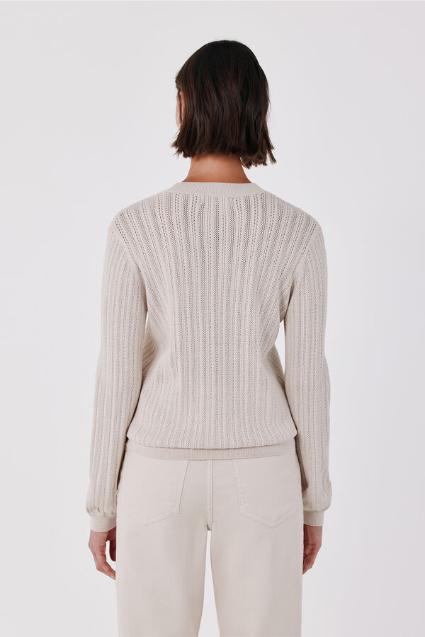Cortefiel Textured crew neck jumper Nude