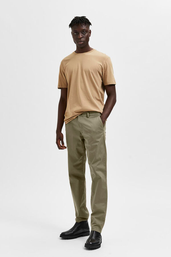 Selected Pantalón chino Slim Fit confeccionado con algodón orgánico Marrón