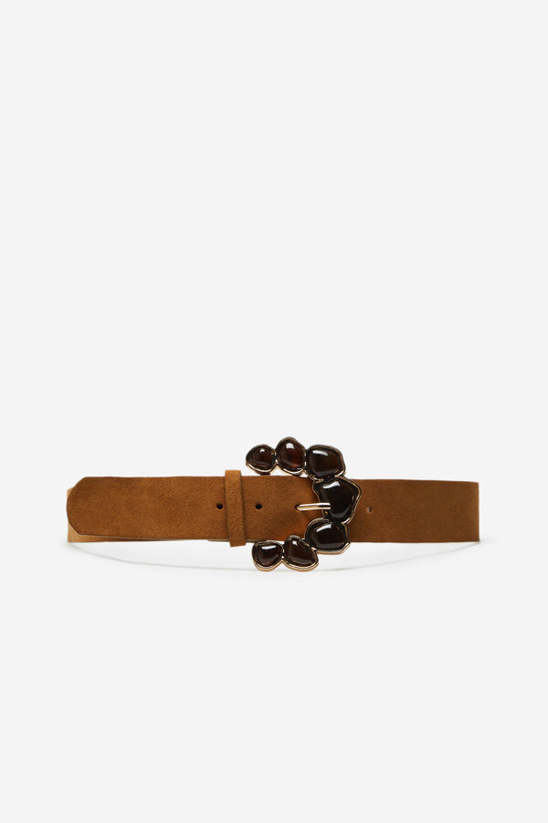Cortefiel Split leather belt Brown