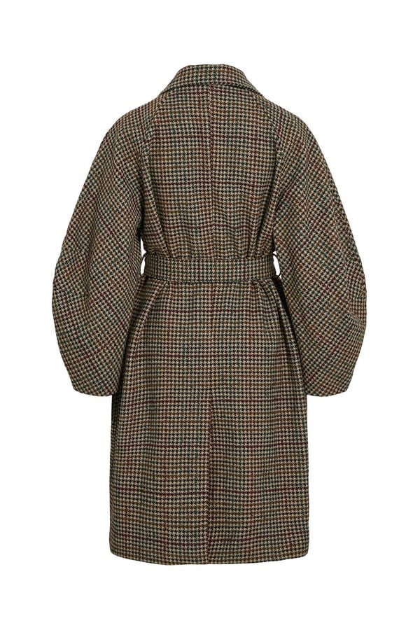 Vila Abrigo largo de lana con cuadros Marrón