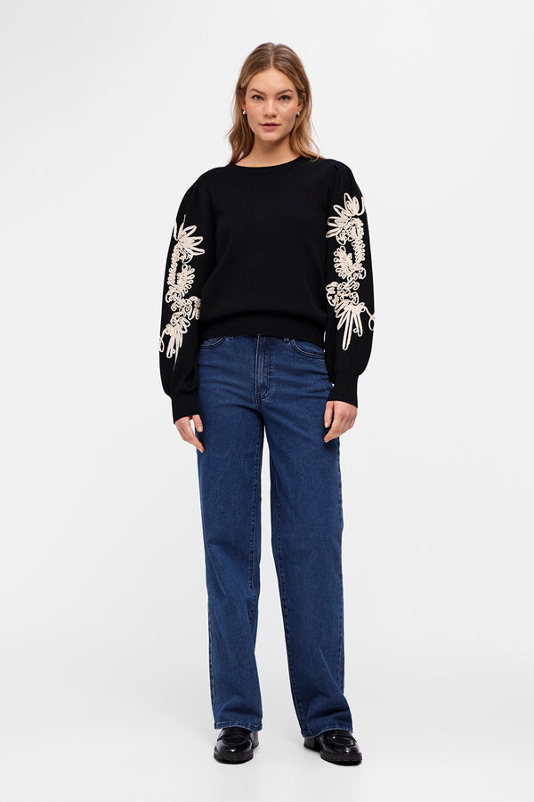 Object Jersey punto bordado Negro