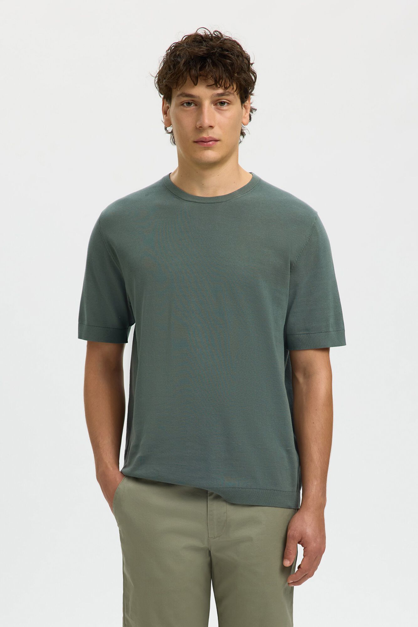 Selected Plain jersey men's short sleeve T-shirt