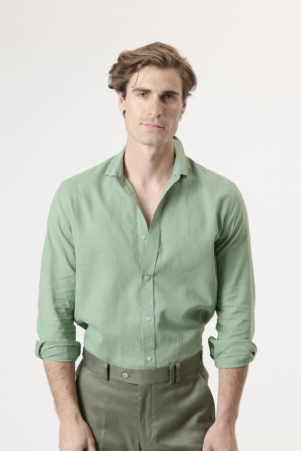 PuroEGO Camisa em linho porcelana Verde