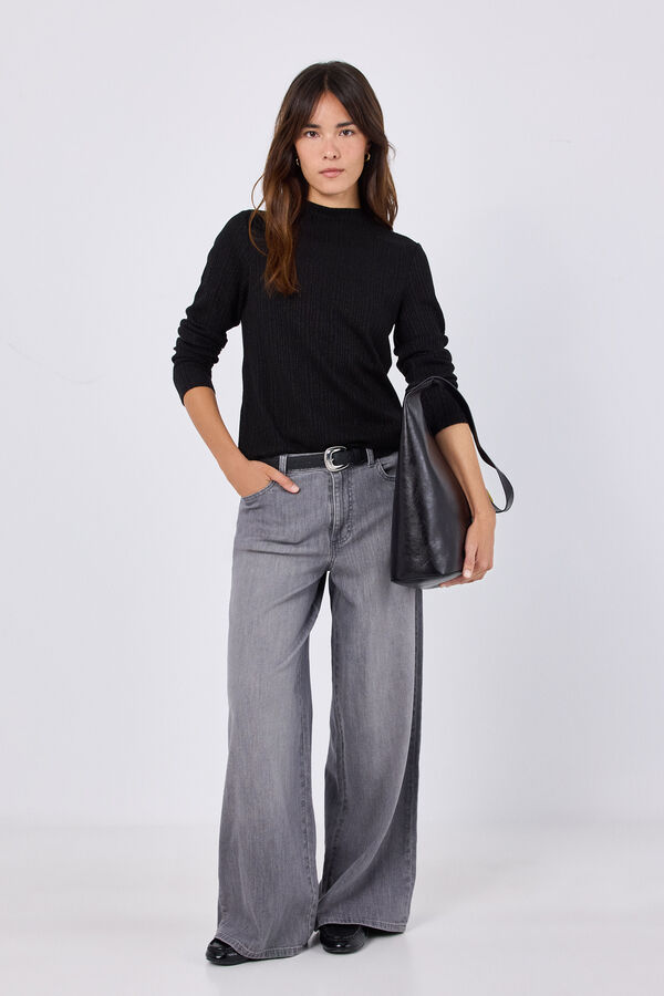 Cortefiel Lurex knit top Black