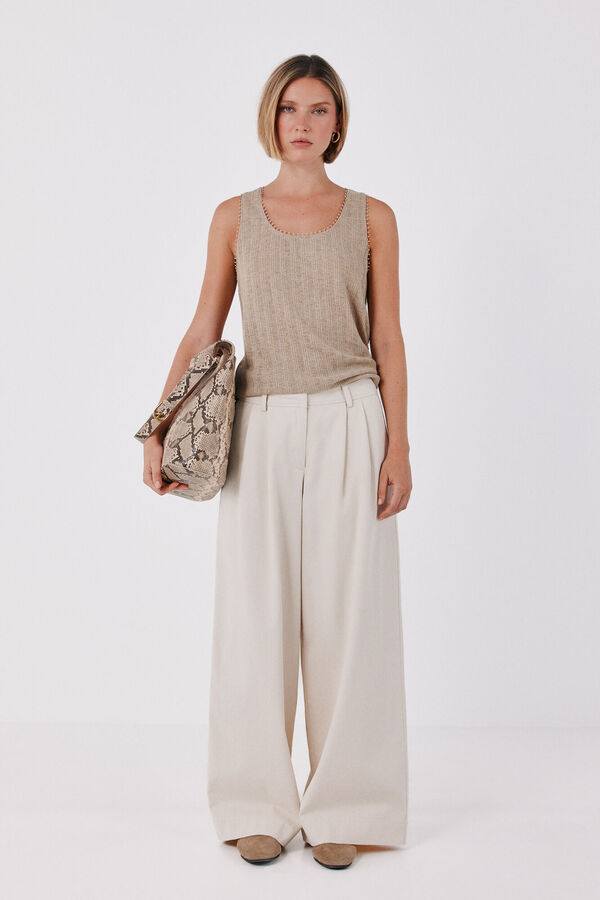 Cortefiel Lace trim vest top Yellow