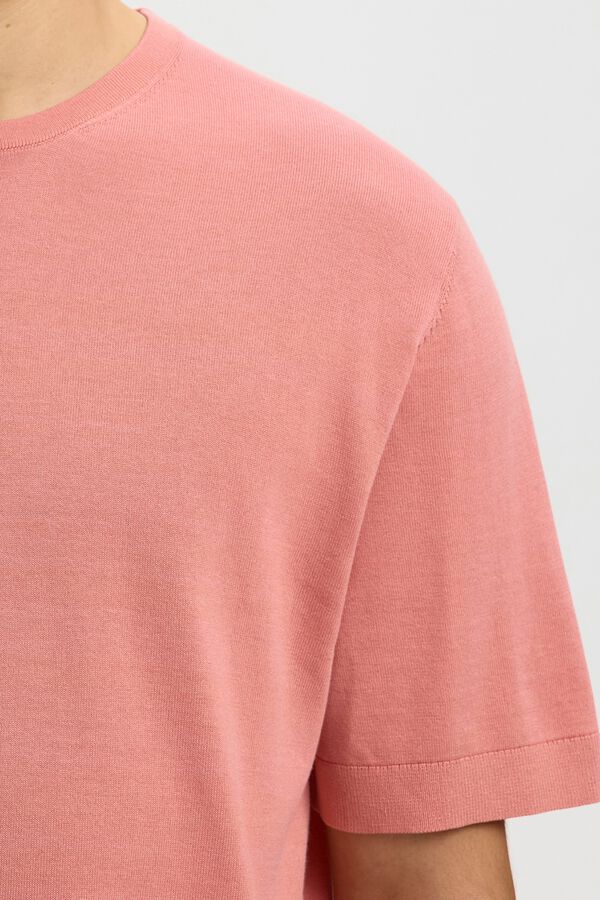 Selected T-shirt de manga curta de homem em malha lisa Subiu