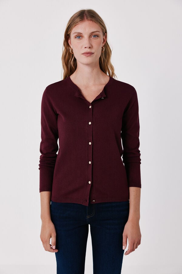 Cortefiel Basic knit jacket Maroon