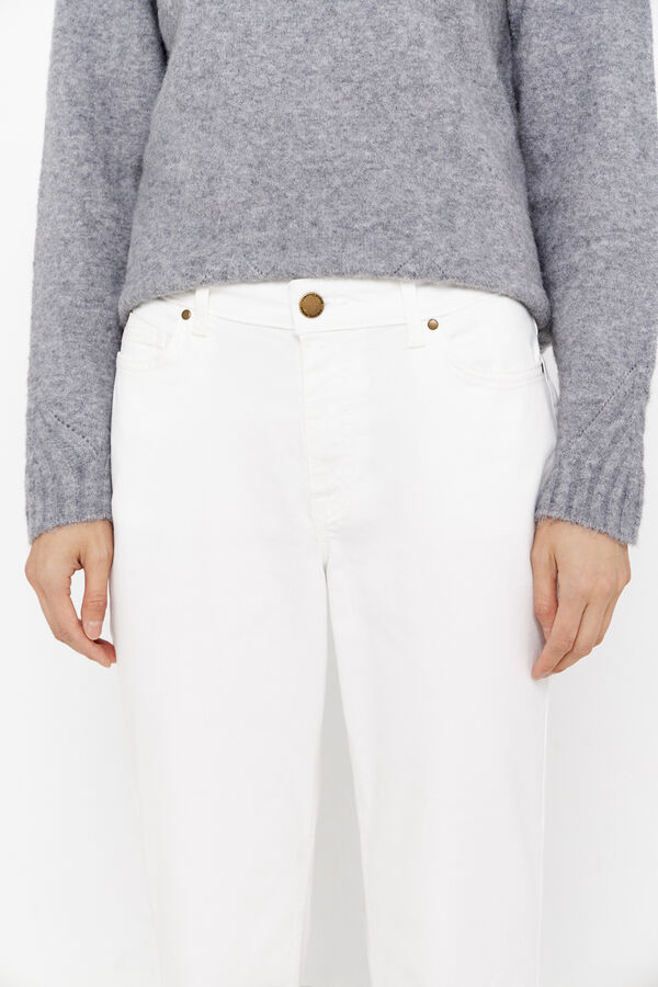 Cortefiel Coloured straight trousers White