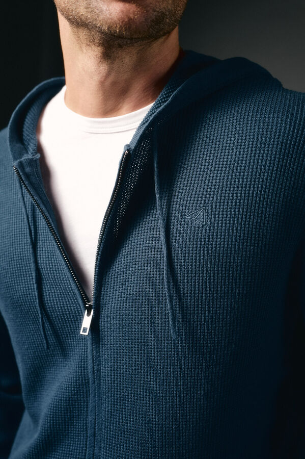 OOTO Cárdigan cremallera y capucha Azul oscuro