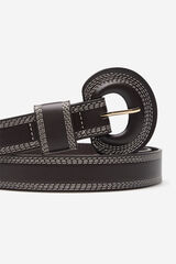 Cortefiel Belt lined with topstitching Dark brown