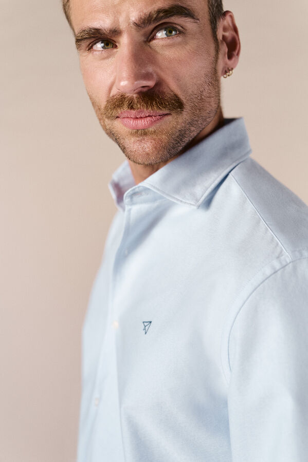 OOTO Camisa oxford liso manga larga Azul