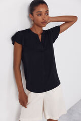 Cortefiel Blusa fluida manga com folho Verde