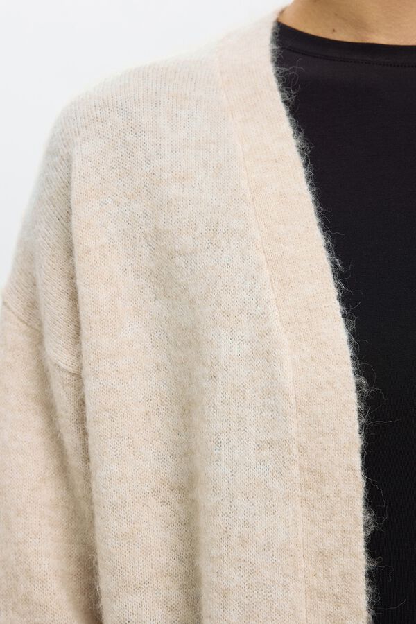 Selected Casaco de malha comprido em l&atilde; e alpaca Tostado