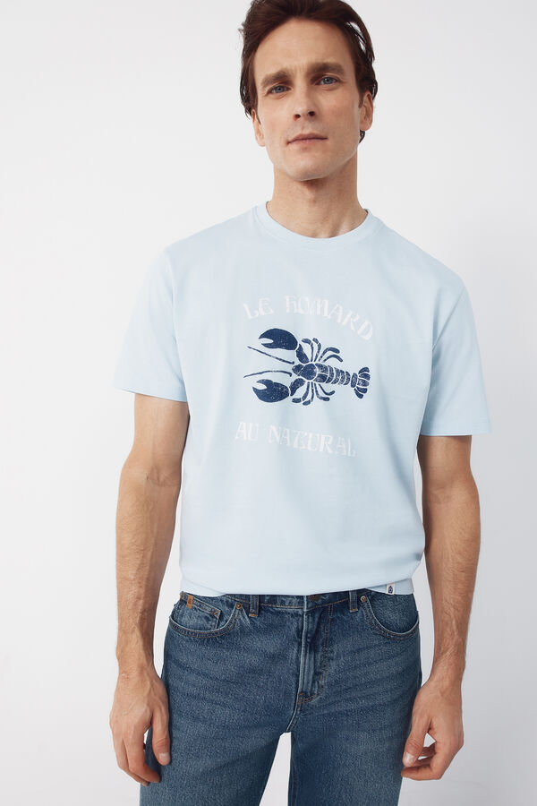 Cortefiel Lobster graphic T-shirt Blue