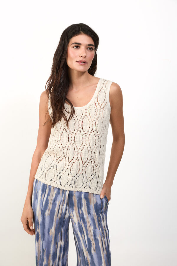 Slowlove Top tirantes crochet Ivory