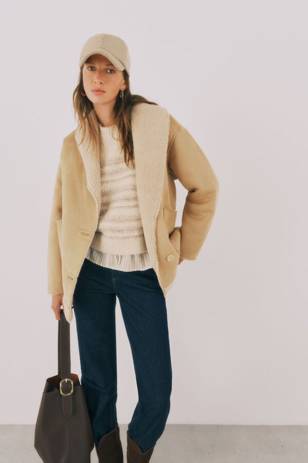 Cortefiel Double-sided effect jacket Nude