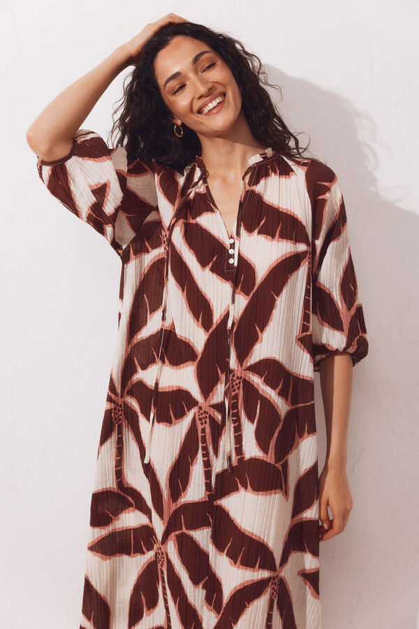 Cortefiel Caftan estampado amplio Estampado rojo