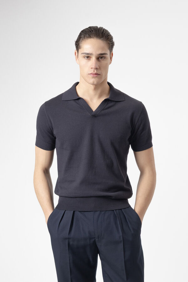 PuroEGO Jersey-knit polo shirt Navy