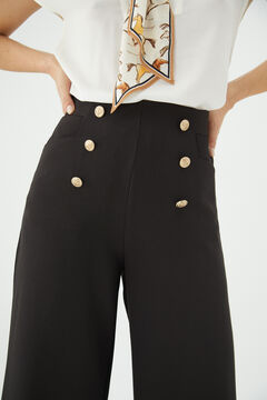 Cortefiel Cropped trousers with gold buttons Black