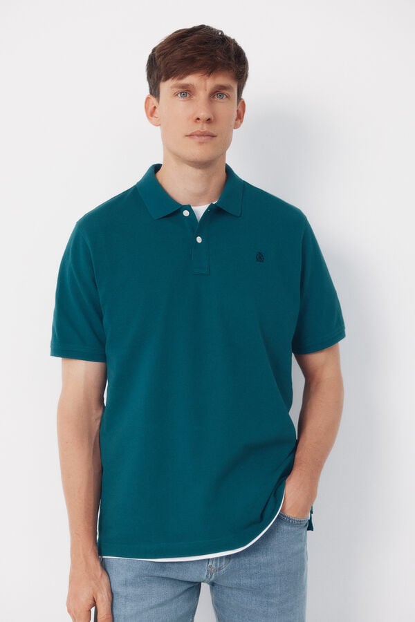 Cortefiel Polo básico piqué Azul