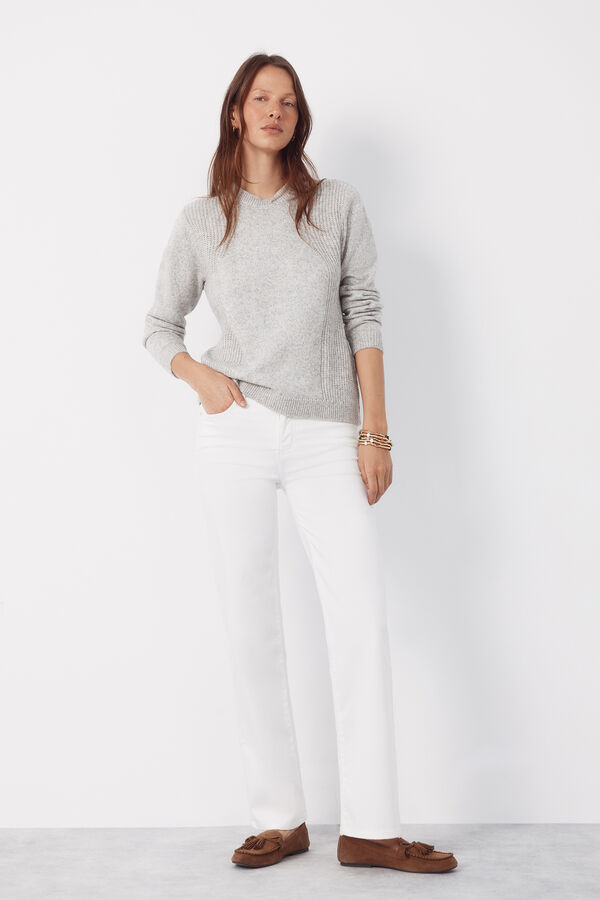 Cortefiel Combined knit jumper Grey