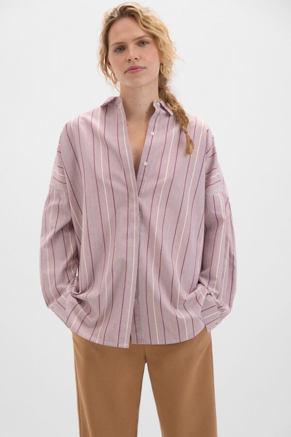 Cortefiel Multicoloured striped shirt Printed red