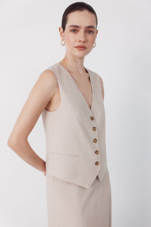 Cortefiel Tailored waistcoat Nude