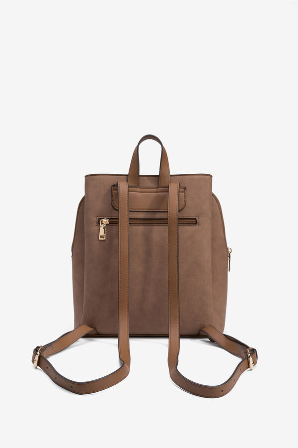 Vilanova Mochila com efeito camurça perfurada Castanho