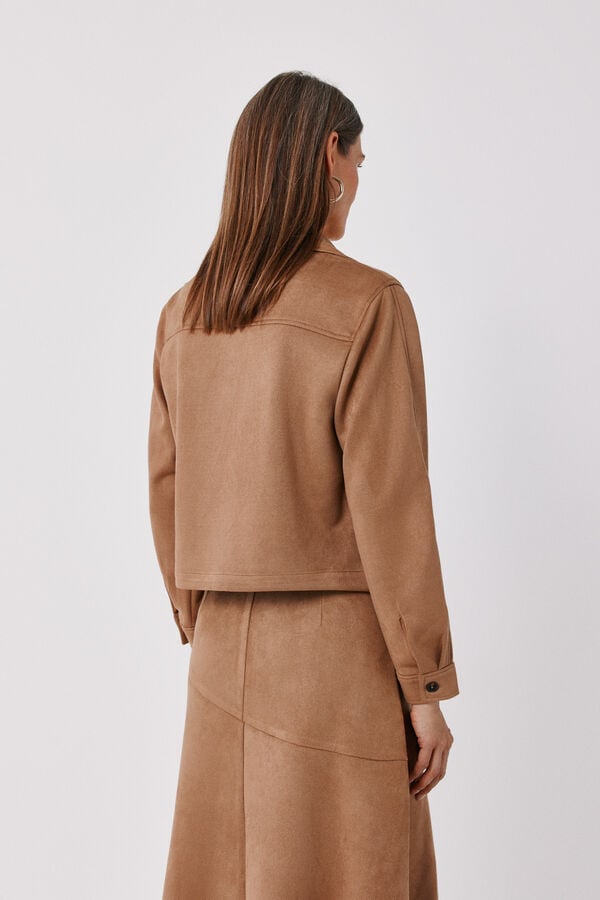Cortefiel Faux leather lightweight jacket Beige