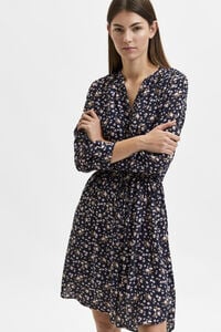 Cortefiel Long sleeve shirt dress made with recycled materials. Blue