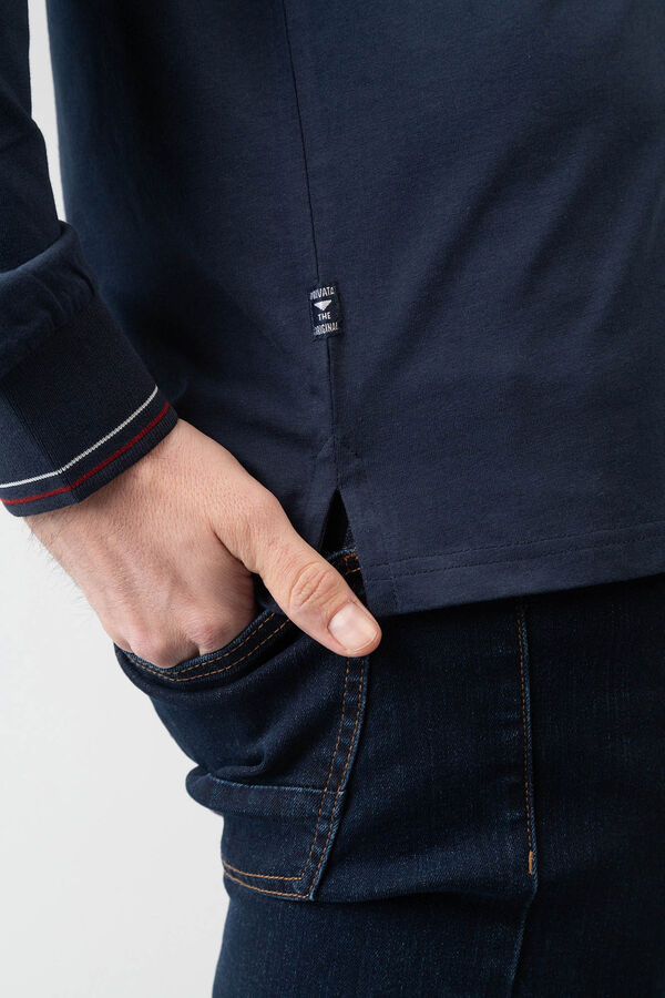 Privata Camiseta punto liso manga larga Azul marino