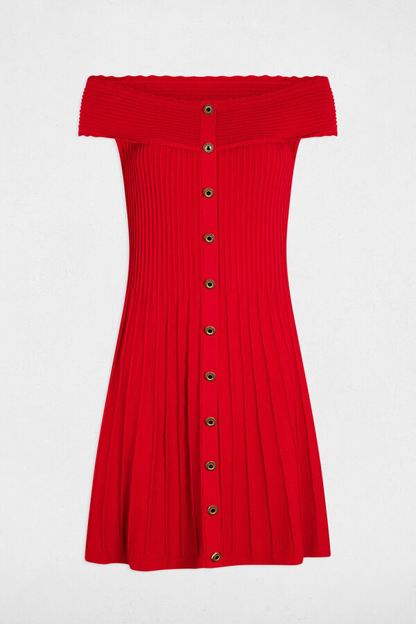 Morgan Vestido malha curto evasé Vermelho