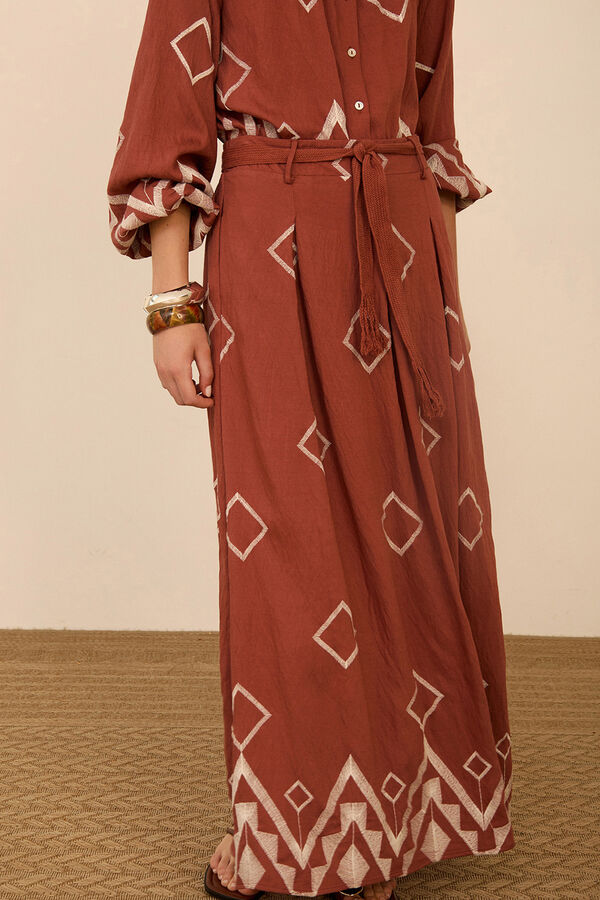 Meisie Embroidered long skirt Pink