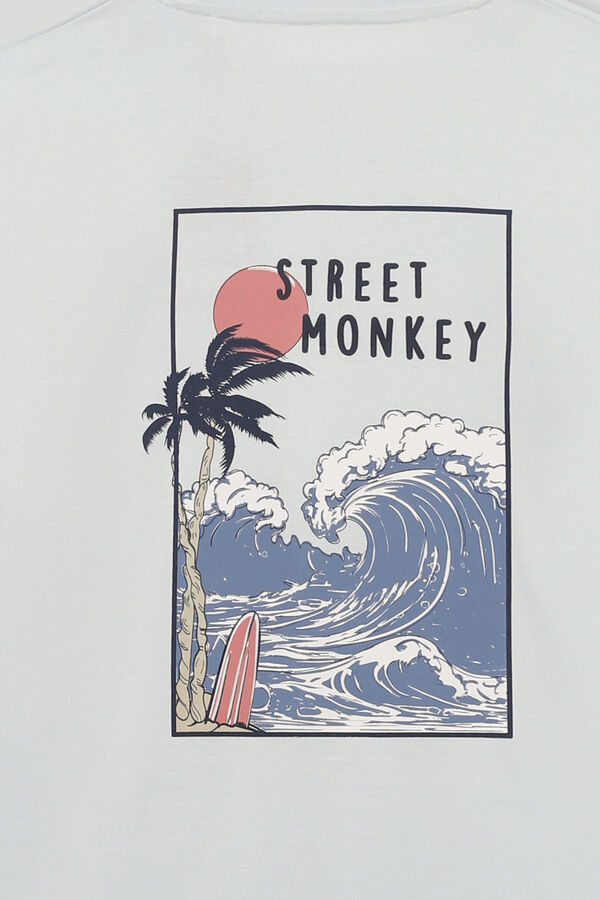 Street Monkey Camiseta manga curta da moda Azul