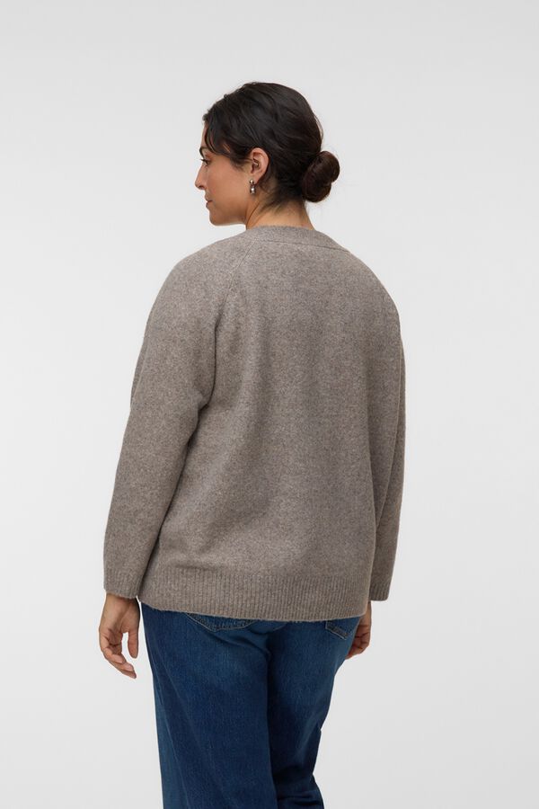 Vero Moda Curve Casaco de malha de gola em bico Tostado