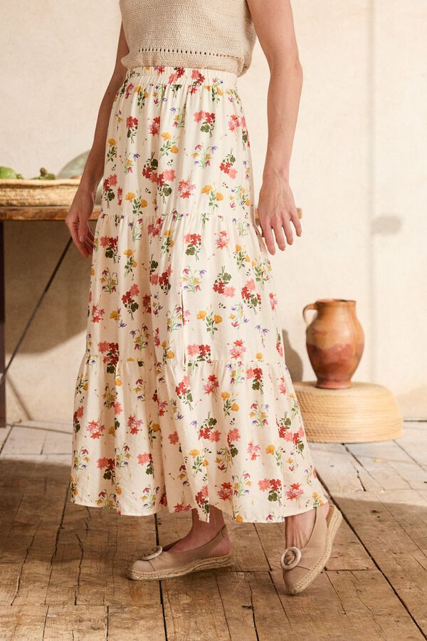 Pol&iacute;n Et Moi Nadia floral skirt Ivory