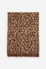 Cortefiel Fringe leopard scarf Printed brown