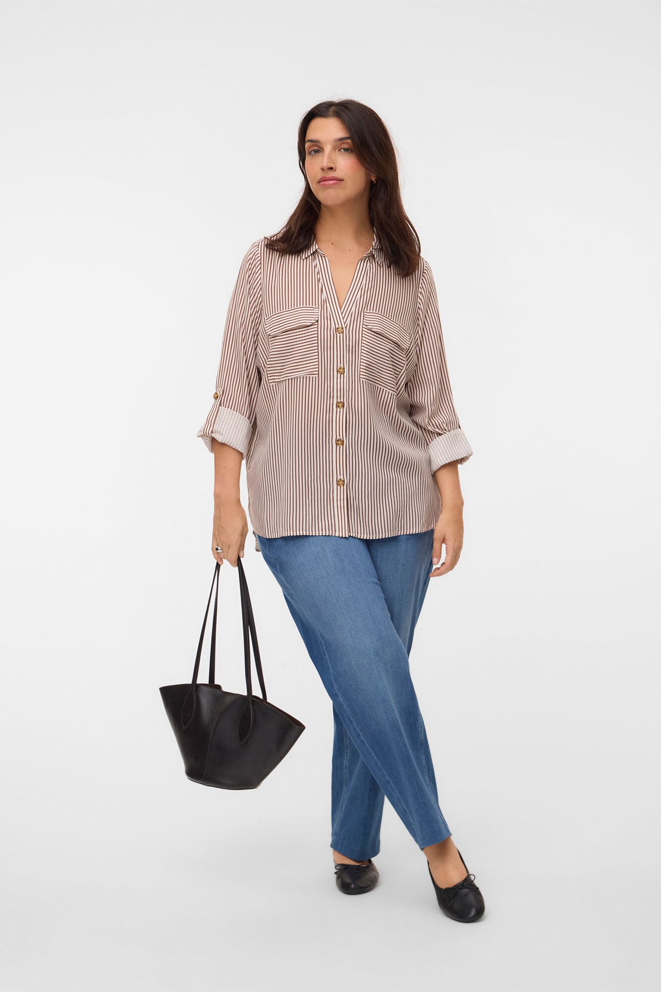 Vero Moda Curve Camisa fluida de riscas