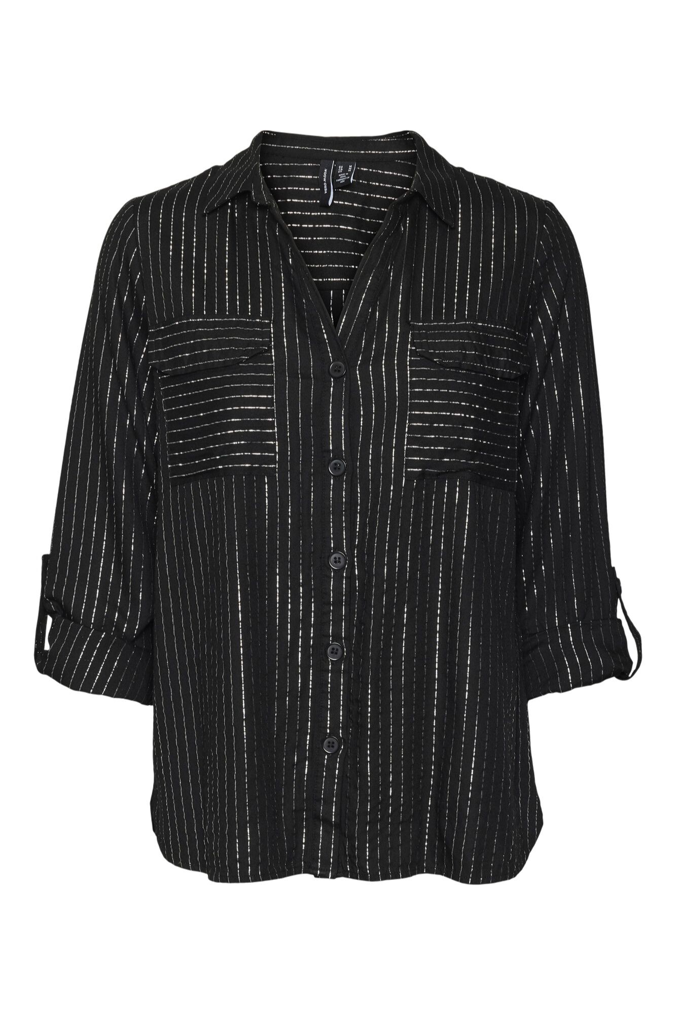Vero Moda Curve Camisa fluida com riscas metalizadas