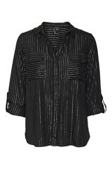 Vero Moda Curve Camisa fluida com riscas metalizadas Preto